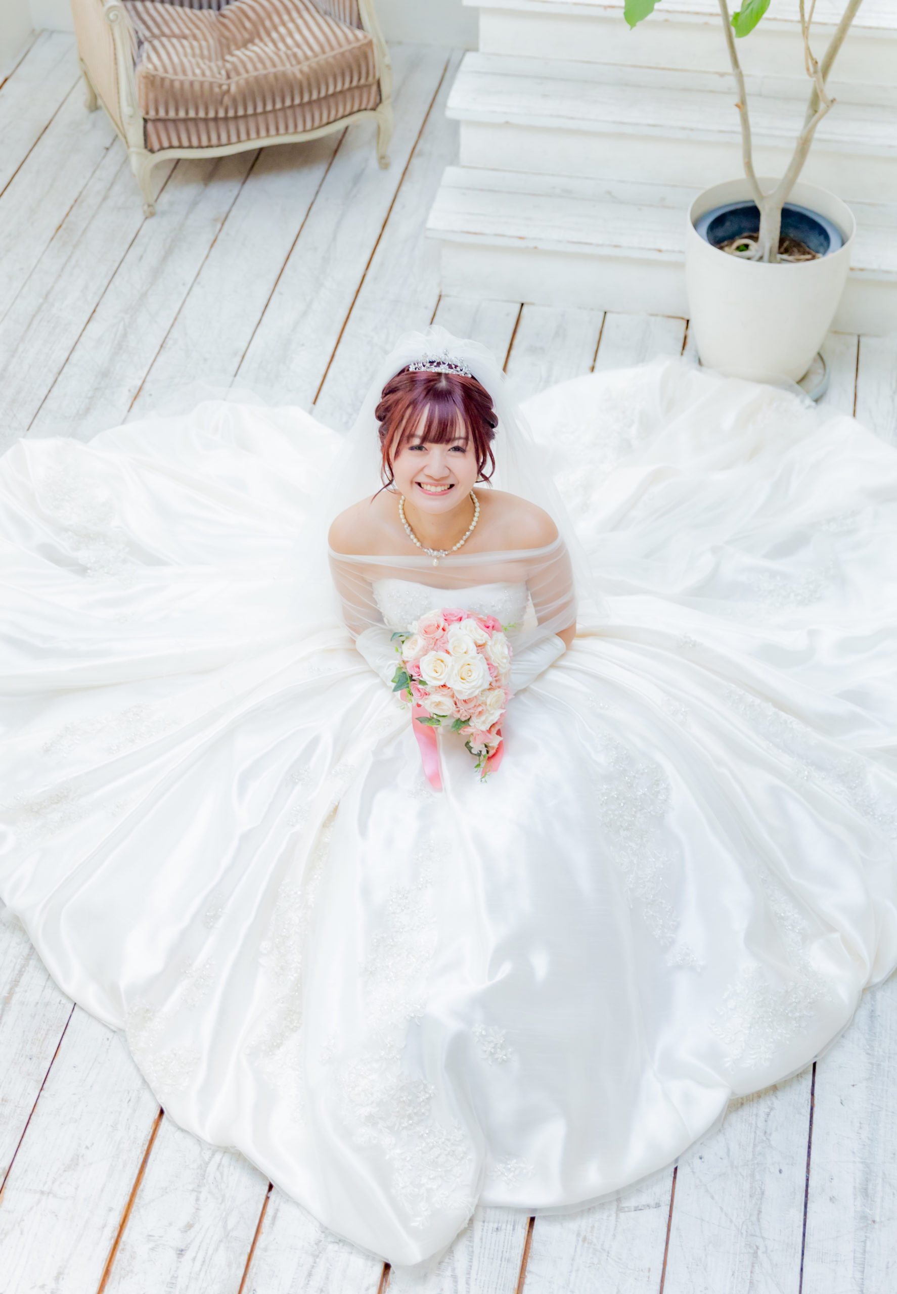 お座りショット　前撮り　フォト婚　後撮り